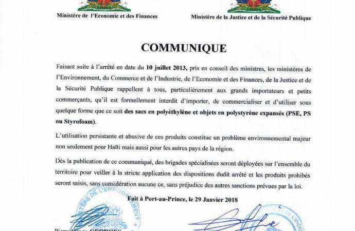Haïti-Environnement: interdiction de commercialiser les produits en polyéthylène et Styrofoam