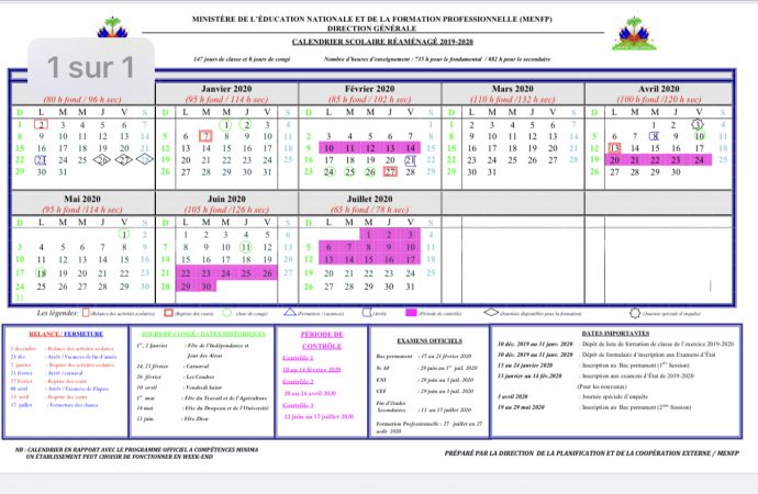 Le calendrier scolaire réaménagé prévoit 147 jours de classe