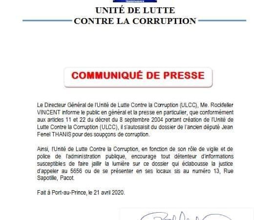 Affaire Jean Fenel Thanis: l’ULCC annonce une enquête