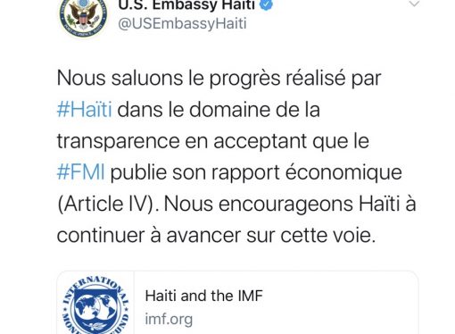Coronavirus: les Etats-Unis saluent le progrès d’Haïti dans le domaine de la transparence