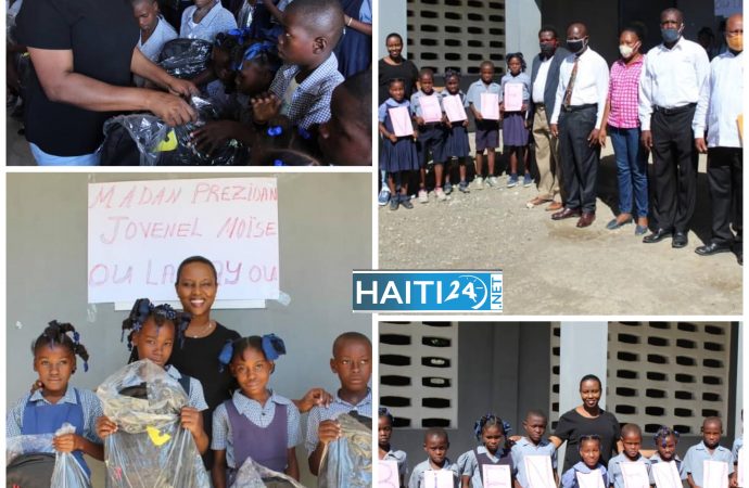 Grand-Anse: Martine Moïse distribue des matériels scolaires à des écoles publiques