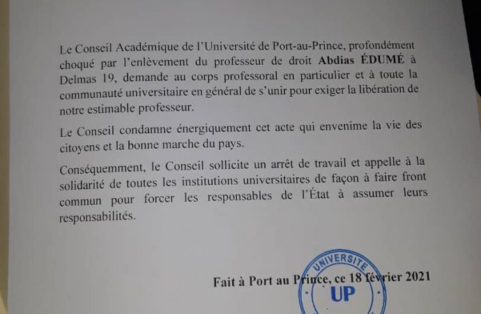 Enlèvement d’Abdias Édumé : l’UP sollicite un arrêt de travail, appelle à la solidarité de toutes les Universités