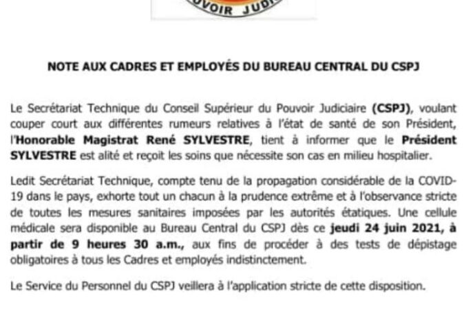 Justice-Covid-19 : tous les employés du CSPJ seront dépistés