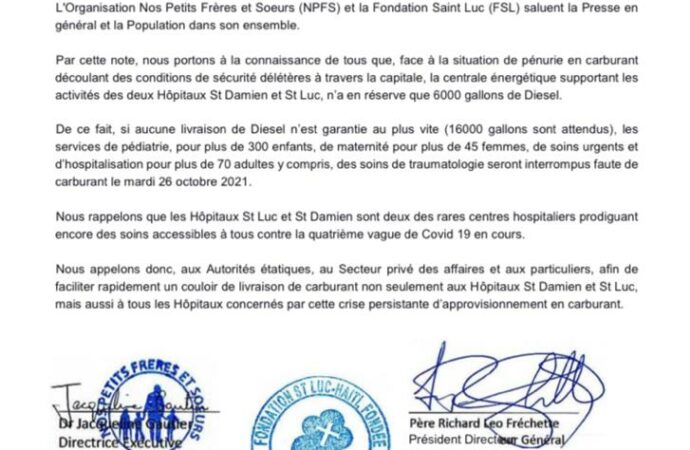 Pénuerie d’essence: les Hôpitaux Saint Luc et Saint Damien prédisent l’interruption de leurs services