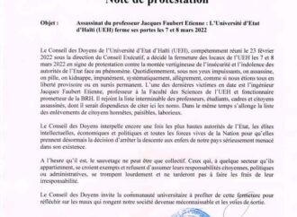 Assassinat du professeur Jacques F. Etienne: L’UEH proteste et ferme ses portes
