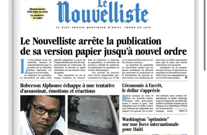 Crise de carburant : Le Nouvelliste suspend sa version imprimée