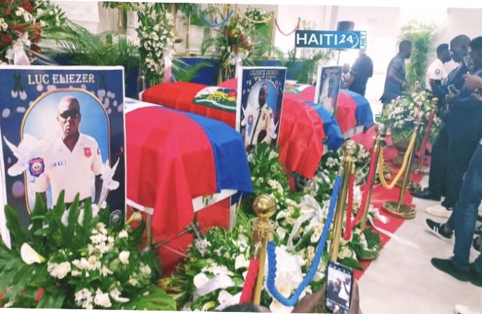 Funérailles des 3 policiers à Pétion-Ville : Frantz Elbé renouvelle ses promesses